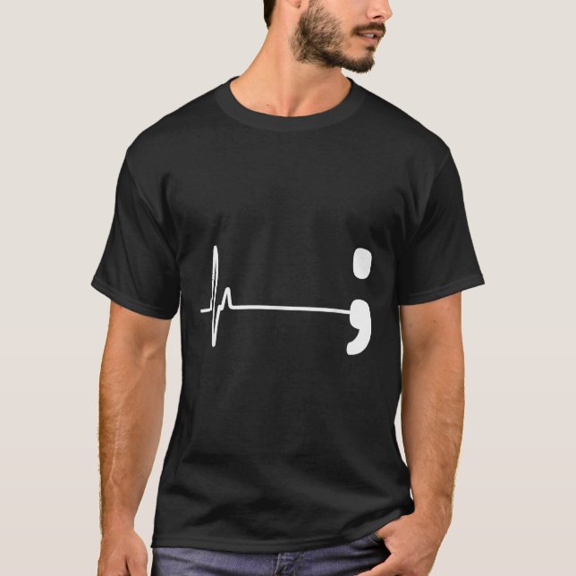 Camiseta Semicolon Heartbeat Flatline Suicídio Aw (Frente)