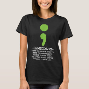 Camiseta Semicolon Saúde Mental Sensibilização Suicídio Pre
