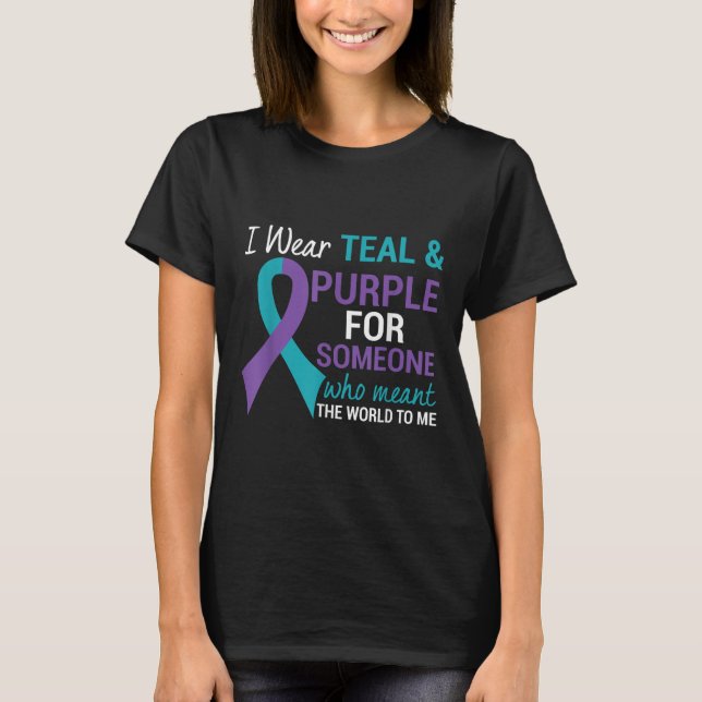 Camiseta Semicolon Teal &amp; Fita Roxa Suicida Awarene (Frente)