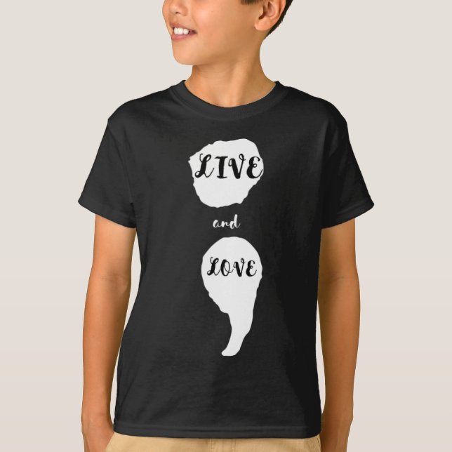 Camiseta Semicolon Vive E Ama A Consciência Do Suicídio Por (Frente)