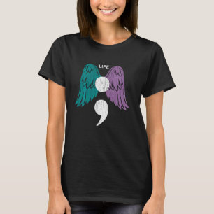 Camiseta Semicolon Wings Suicídio Sensibilização para a cur