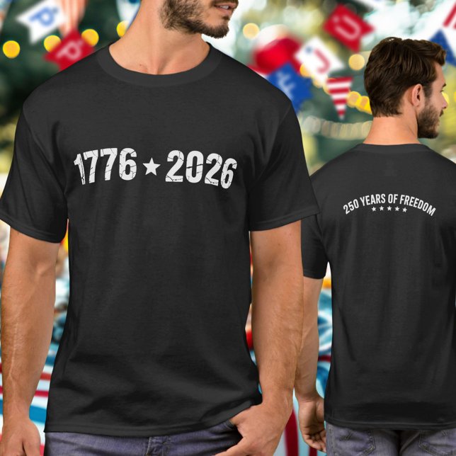 Camiseta Semiquincentenário 1776 a 2026 Números Brancos (Criador carregado)