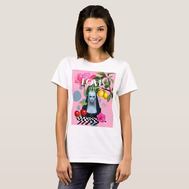 Camiseta Sempre AMOR moderno - T-Shirt de Colagem Artística (Frente Completa)