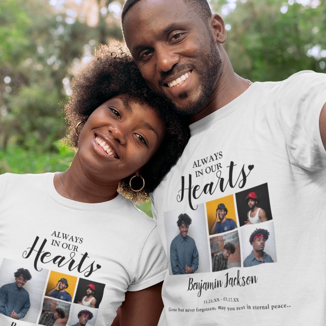 Camiseta Sempre em nossos corações | 6 Colagem de Fotos | M (Criador carregado)
