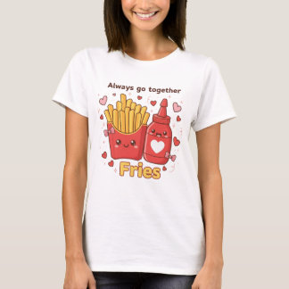 Camiseta "Sempre Juntos" Batata Frita e Ketchup Kawaii