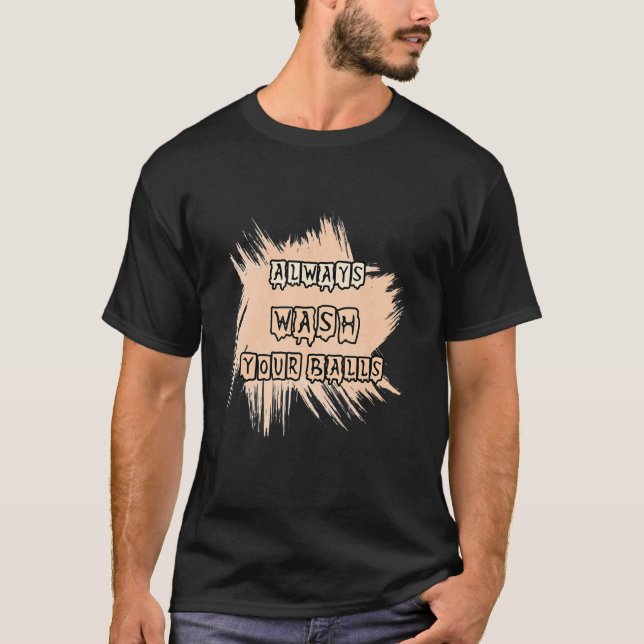 Camiseta Sempre Lave Seu Texto De Golfe De Bolas (Frente)