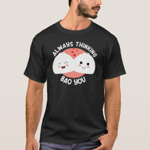 Camiseta Sempre Pensando Bao Você Fofo Comida Asiática Kawa