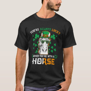 Camiseta Sempre Sortudo Com Um Cavalo Leprechaun St Patrici