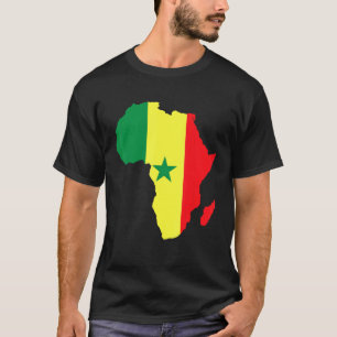 Camiseta Senegal Bandeira África Continente Silhouette para