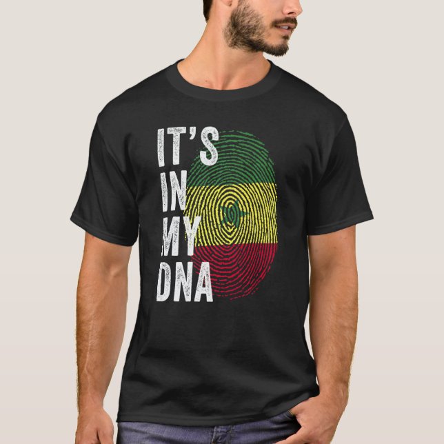 Camiseta Senegal Está No Meu DNA Impressão Digital Senegale (Frente)