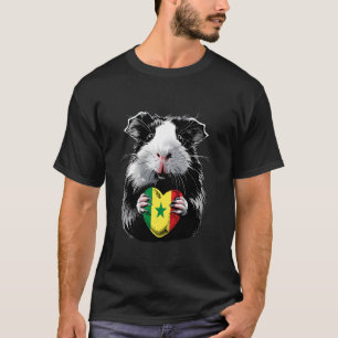 Camiseta Senegal Porco-da-índia Coração Bandeira Senegalesa