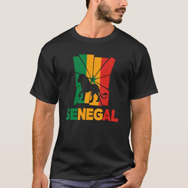 Camiseta Senegal Senegalese Senegal Flag Lion Animal Silhou (Frente)