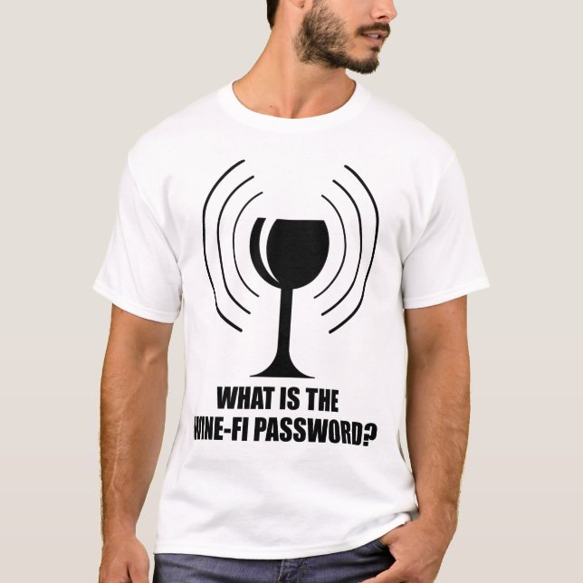 Camiseta Senha do Vinho-Fi Vidro Engraçado Ondas Wi-Fi (Frente)