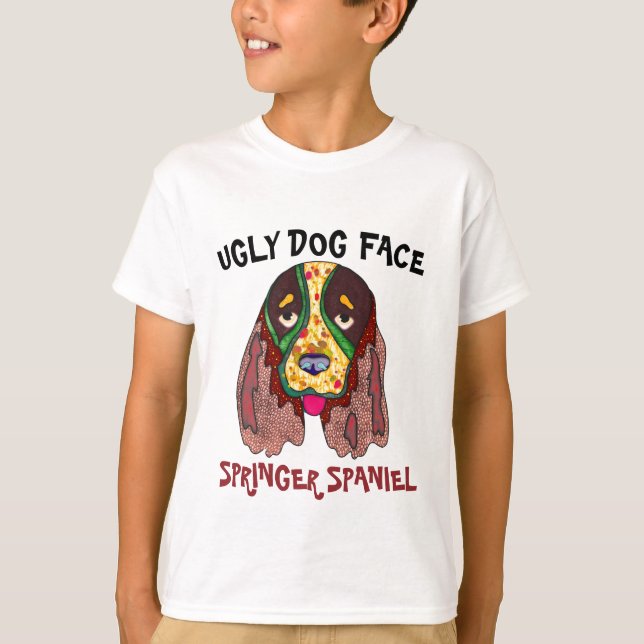 Camiseta Senha T-Shirt de rosto feio de cão único Springer  (Frente)