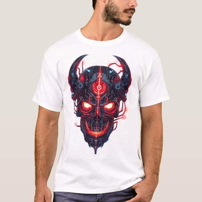 Camiseta Senhor da Caveira do Demônio Cibernético (Frente)