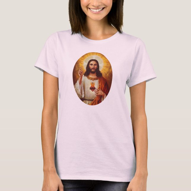Camiseta Senhor Jesus Cristo e o coração sagrado (Frente)