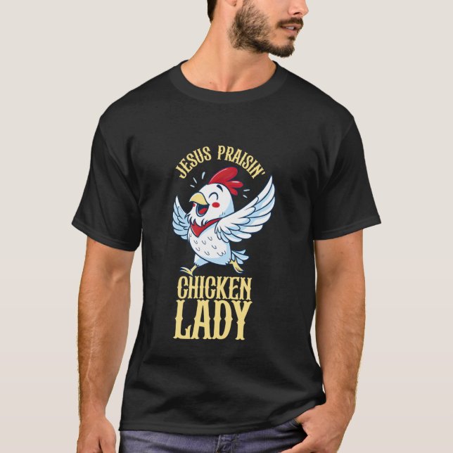Camiseta Senhor Jesus Elogiando a Senhora do Frango (Frente)