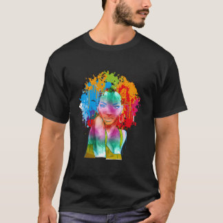 Camiseta Senhora Afro-Americana Pintura Afro
