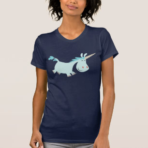 Camiseta Senhora azul T-shirt do unicórnio dos desenhos
