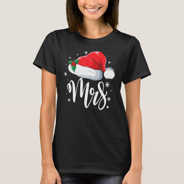 Camiseta Senhora Claus Papai Noel Natal Conjuntos Casais de (Frente)