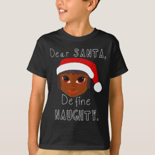 Camiseta Senhora Claus Preta Santa Define Malvada Família P