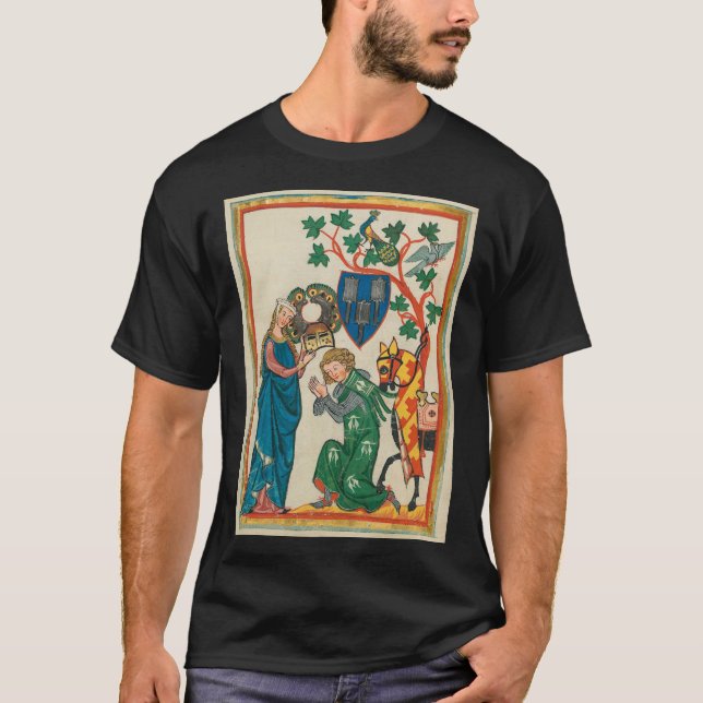Camiseta Senhora com cavaleiro, manuscrito medieval do (Frente)