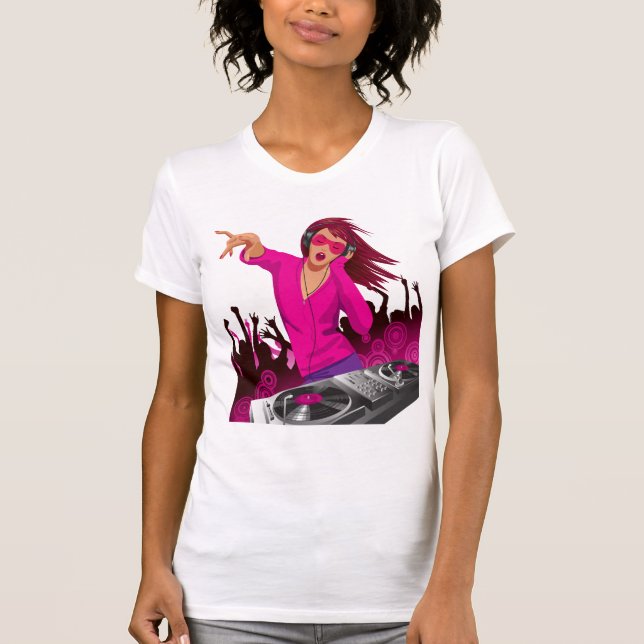 Camiseta Senhora cor-de-rosa fabulosa DJ (Frente)
