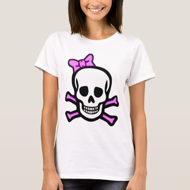 Camiseta Senhora Crânio & Crossbones com dente Dourado (Frente)