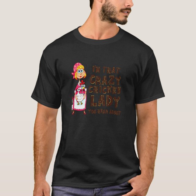 Camiseta Senhora de frango que ouve falar (Frente)