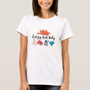 Camiseta Senhora de Gato Louca e 4 Gatos e Comprimidos Lara
