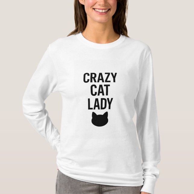 Camiseta Senhora de Gato Louca - Presente de Gato Engraçado (Frente)