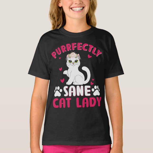 Camiseta senhora de gatos perfeitamente sã (Frente)