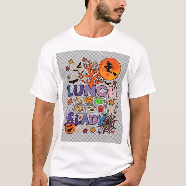 Camiseta Senhora do Almoço Halloween Bruxa Lua Abóbora_1 (Frente)