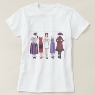 Camiseta Senhora do art deco do t-shirt da boneca do papel