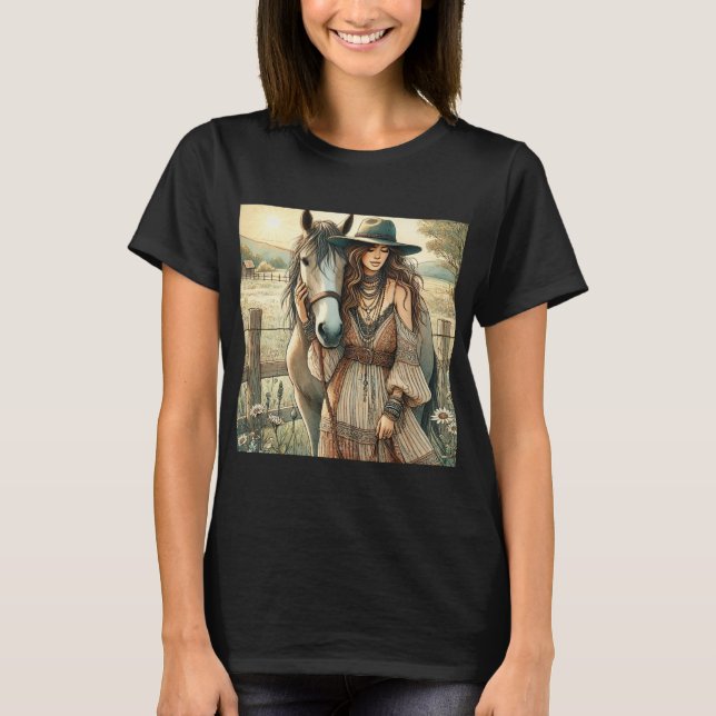 Camiseta Senhora e cavalo (Frente)