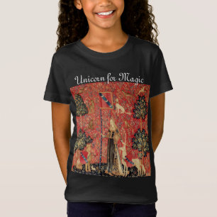 Camiseta SENHORA E UNICÓRNIO PARA MAGIA Fantasia Flores,Ani