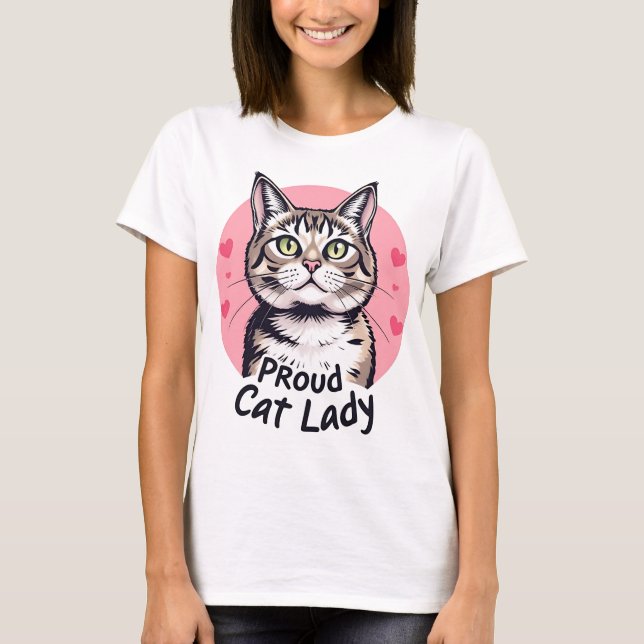 Camiseta Senhora Gato Orgulhosa - Lover de Gato Bonito e Na (Frente)