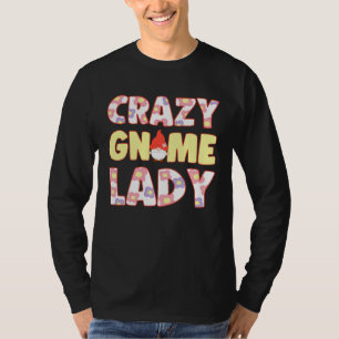 Camiseta Senhora Gnomo Louca Com Jardim de Elfo Miniatura