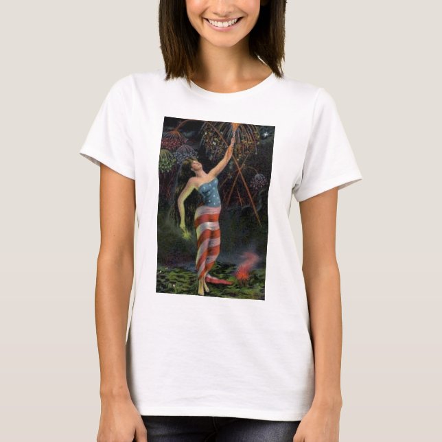 Camiseta Senhora Liberdade Bandeira (Frente)