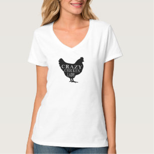 Camiseta Senhora louca bonito da galinha