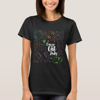 Camiseta Senhora louca Colorido Desenhos animados Teste
