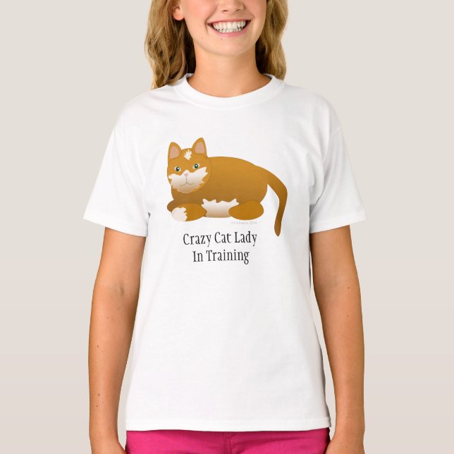Camiseta Senhora louca do gato no t-shirt da menina do (Frente)