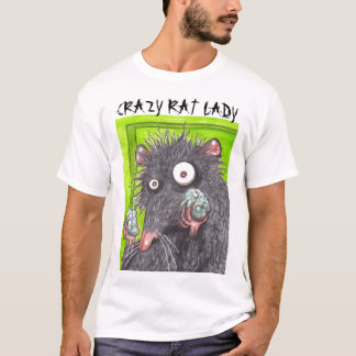 CAMISETA SENHORA LOUCA ENGRAÇADO RATO DO RATO