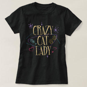 Camiseta Senhora louca Escuro T-shirt do gato do estilo