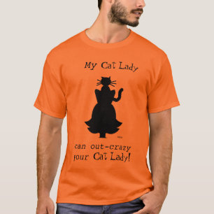 Camiseta Senhora louca Marido T do gato