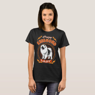 Camiseta Senhora louca Tshirt do cão do Keeshond