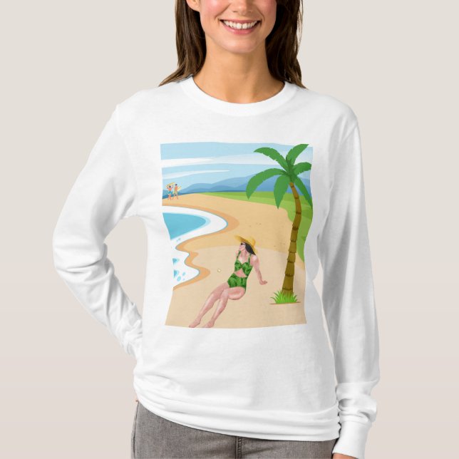 Camiseta senhora na praia (Frente)