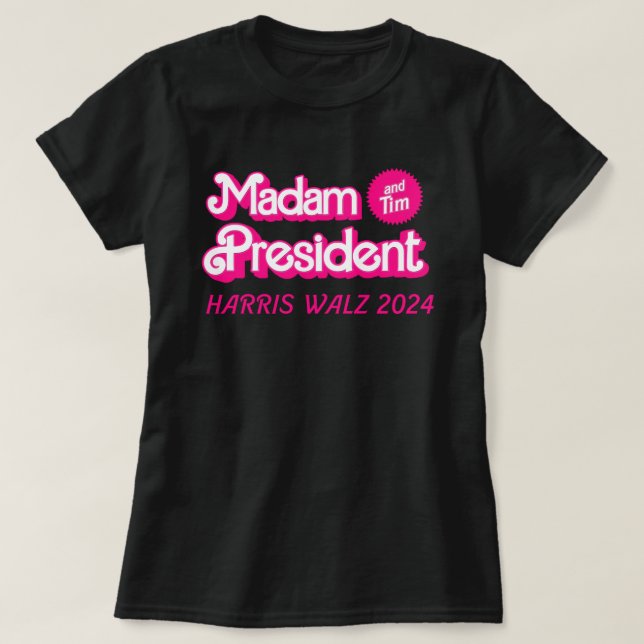 Camiseta Senhora Presidente e Tim em rosa (Frente do Design)