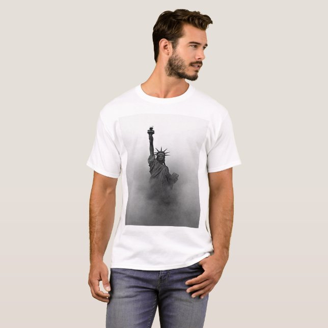 Camiseta Senhora preto e branco Liberdade encoberta na (Frente Completa)