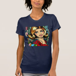 Camiseta Senhora retrô com Meio século de sacos de compras